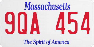MA license plate 9QA454