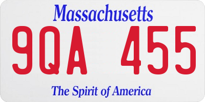 MA license plate 9QA455