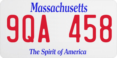 MA license plate 9QA458