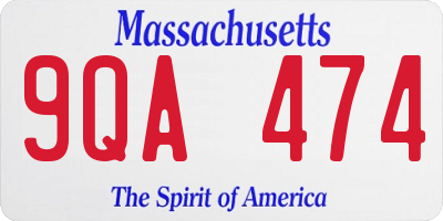 MA license plate 9QA474