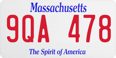 MA license plate 9QA478