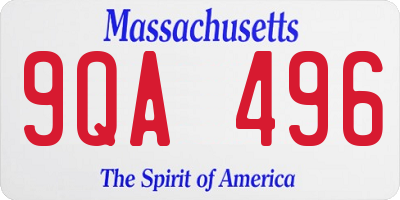 MA license plate 9QA496