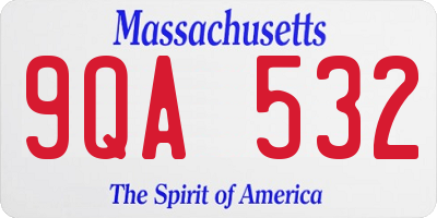 MA license plate 9QA532