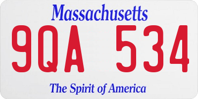 MA license plate 9QA534
