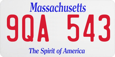 MA license plate 9QA543
