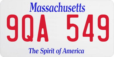 MA license plate 9QA549