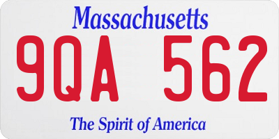 MA license plate 9QA562