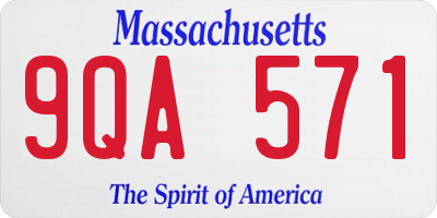 MA license plate 9QA571