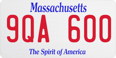 MA license plate 9QA600