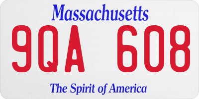 MA license plate 9QA608