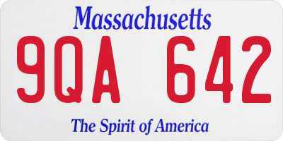 MA license plate 9QA642
