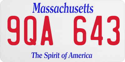 MA license plate 9QA643