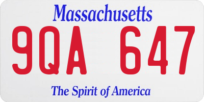 MA license plate 9QA647