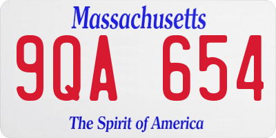 MA license plate 9QA654