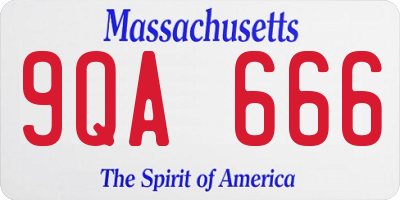MA license plate 9QA666
