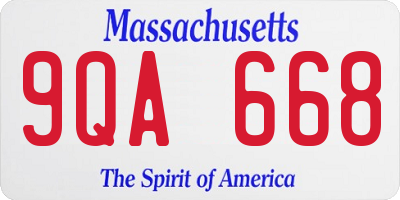 MA license plate 9QA668