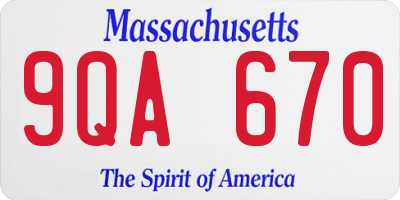 MA license plate 9QA670