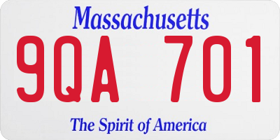 MA license plate 9QA701