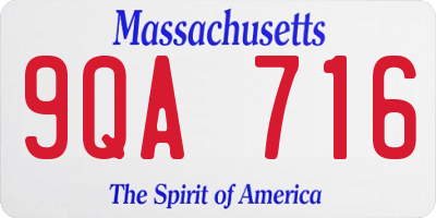 MA license plate 9QA716