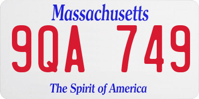 MA license plate 9QA749