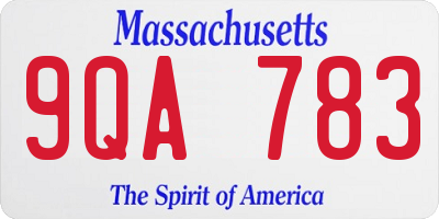 MA license plate 9QA783