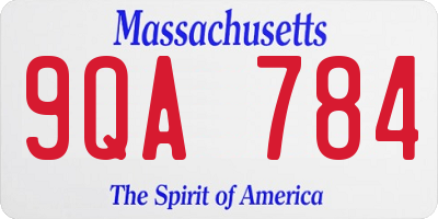 MA license plate 9QA784