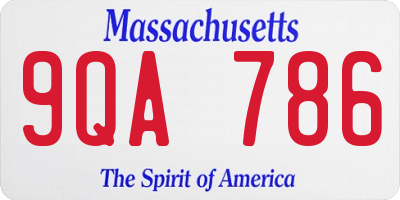 MA license plate 9QA786