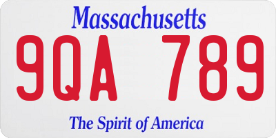 MA license plate 9QA789