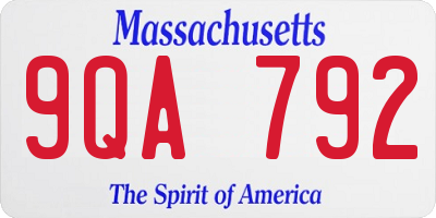 MA license plate 9QA792