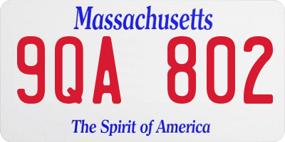 MA license plate 9QA802