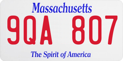 MA license plate 9QA807