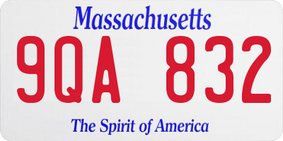 MA license plate 9QA832