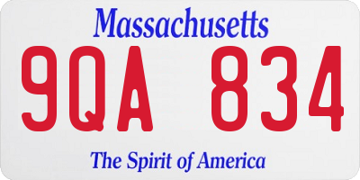 MA license plate 9QA834