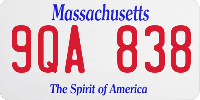 MA license plate 9QA838