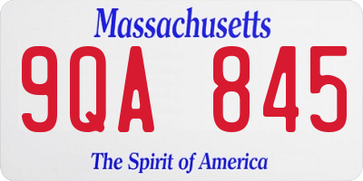 MA license plate 9QA845