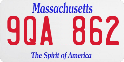 MA license plate 9QA862