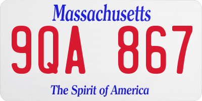 MA license plate 9QA867