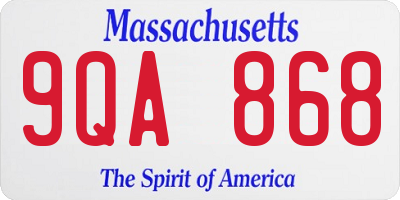 MA license plate 9QA868