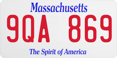 MA license plate 9QA869