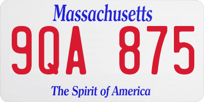 MA license plate 9QA875