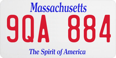 MA license plate 9QA884