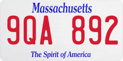 MA license plate 9QA892