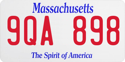 MA license plate 9QA898