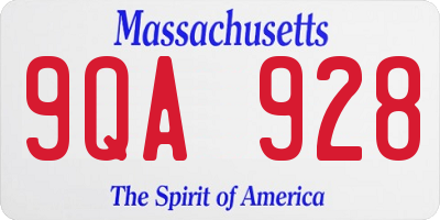 MA license plate 9QA928