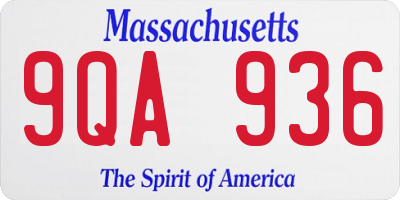 MA license plate 9QA936