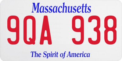 MA license plate 9QA938