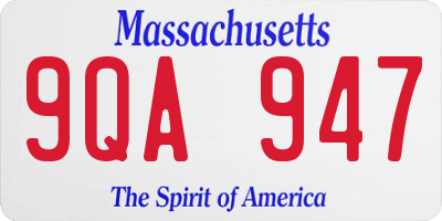 MA license plate 9QA947