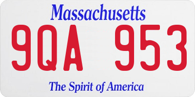 MA license plate 9QA953