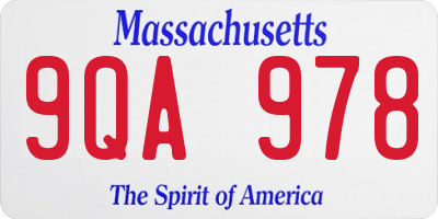 MA license plate 9QA978