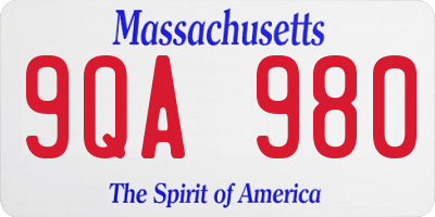 MA license plate 9QA980